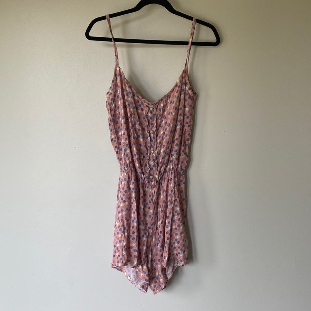 Qed London polka dot short and tank top romper jumpsuit size small medium